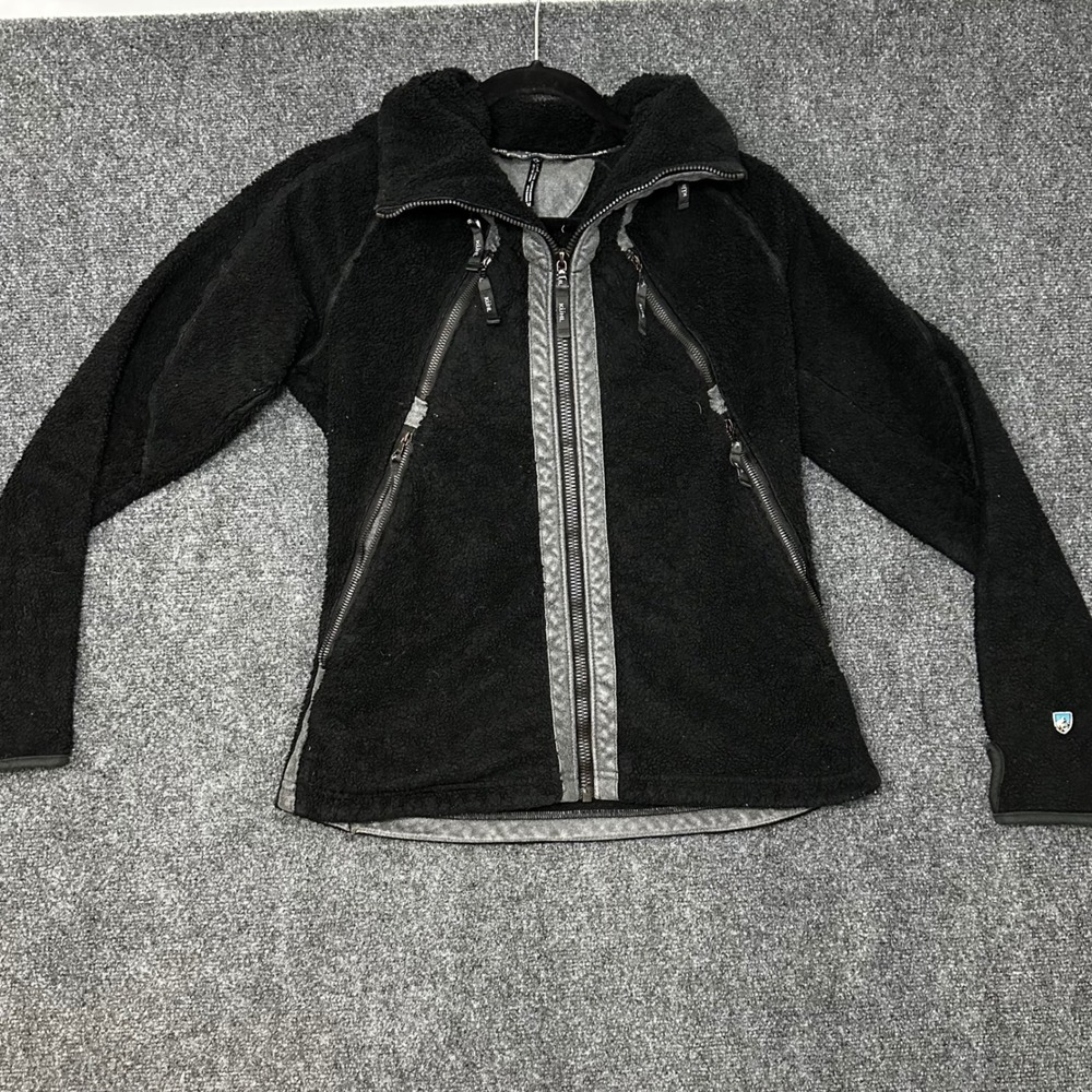 Kuhl Flight Fleece Jacket Womens Medium Black Full Zip Sherpa Pile Shacket‎
